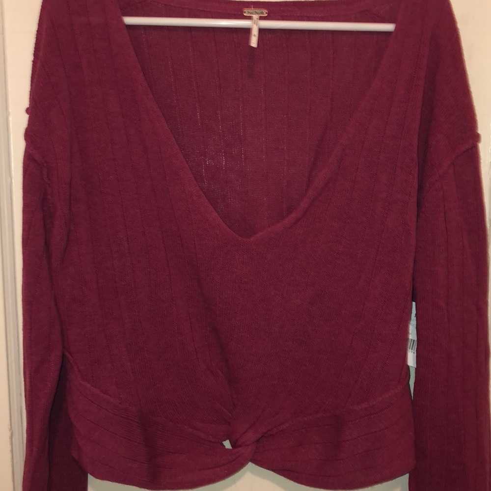 Free People cropped knot front sweater